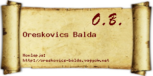 Oreskovics Balda névjegykártya
